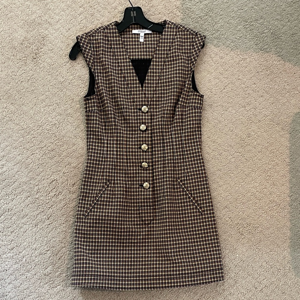 Derek Lam Brown Checkered Mini Dress